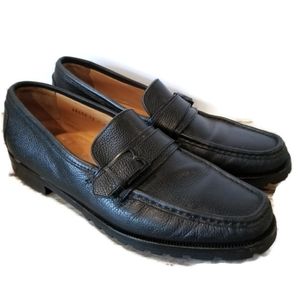Bruno Magli Italian Buckle Loafers pebbled leather
